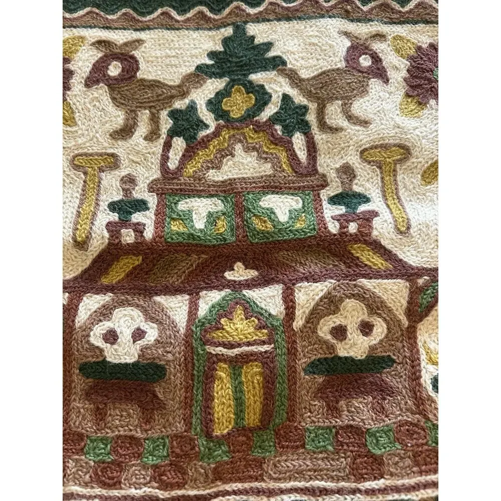 Handmade Greek Traditional Scene Embroidered 16” Pillow Cover Naiko Enitiko